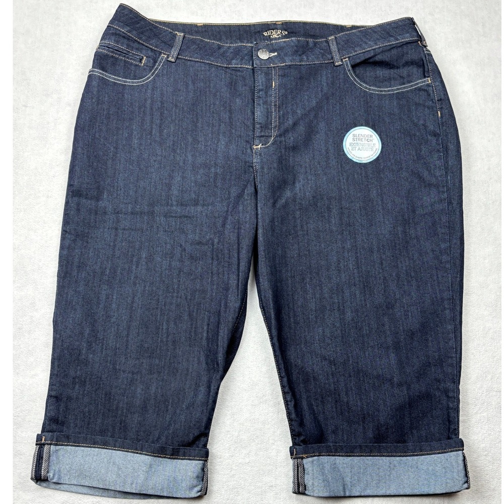 Riders by Lee Slender Stretch Capri Jeans Dark Indigo Cuffed Plus Size 24WM NWT